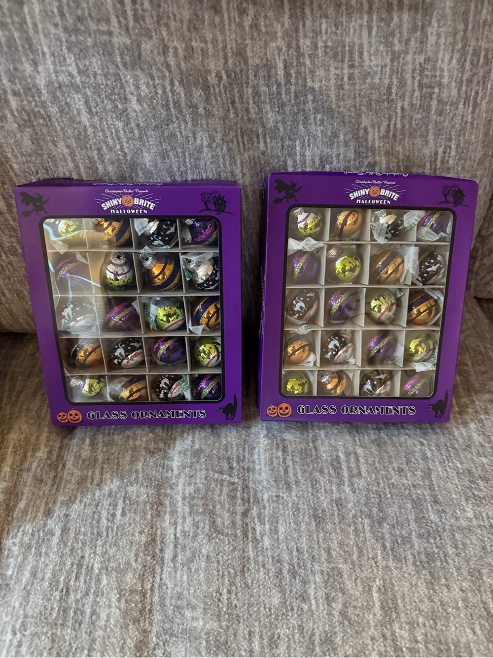 Shiny Brite Halloween Glass Ornaments Set Mini Size